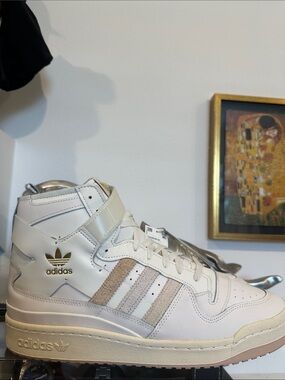 adidas High-Top Sneakers in Off-White and Beige Suede